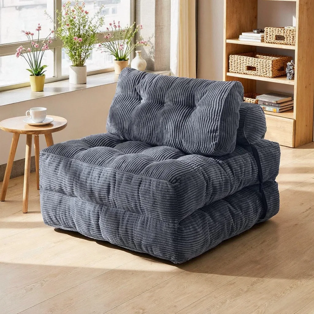 Folding Sofa Bed, Convertible Sleeper Chair with Pillow Foldable Matress, Portable Fold Out Chair Bed Comfy Floor Sofa Lounge