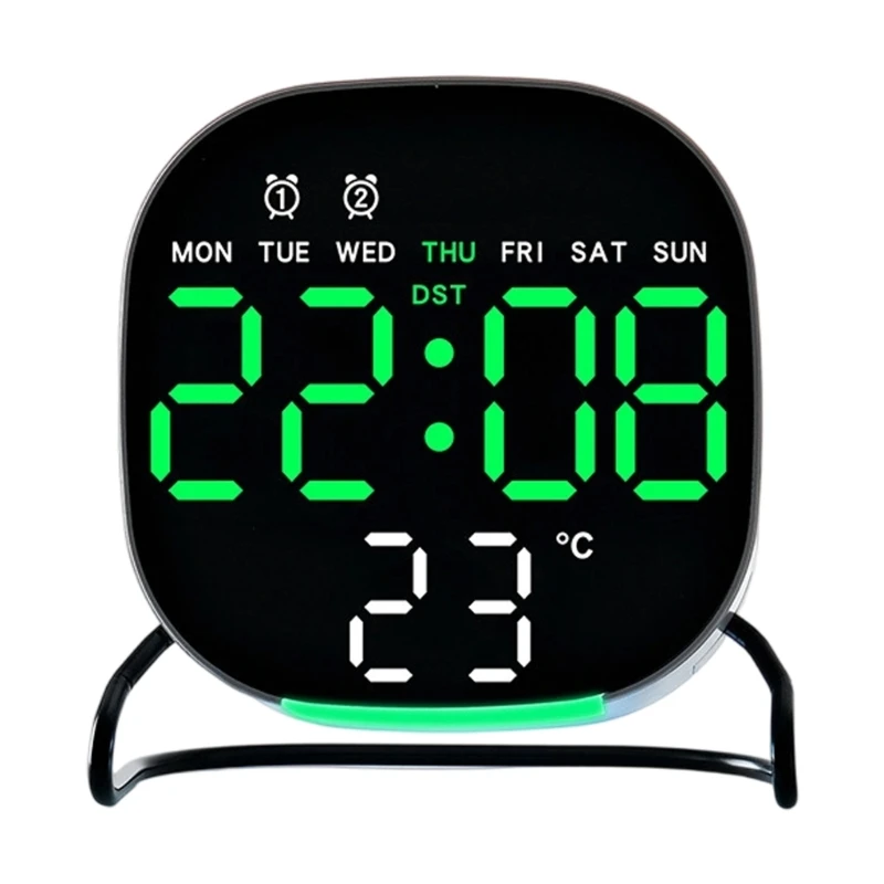 Digital Alarm Clock for Bedroom Desk Clock for Living Room Bedroom with Night Light,Dimmer,Temperature Date Day of Week C7AC