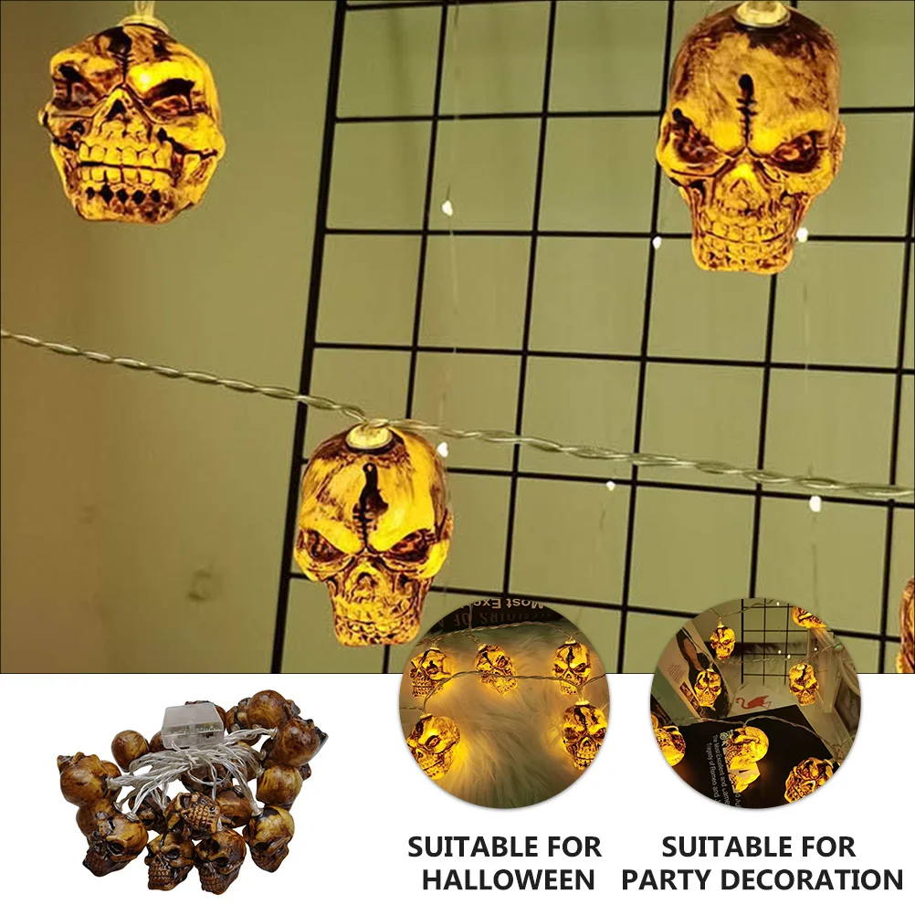 1 قطعة أضواء سلسلة الجمجمة الإبداعية هالوين LED ديكور للحزب غرفة نوم ليلة المشهد مخيف الجمجمة رئيس سلسلة مصابيح توفير الطاقة #5