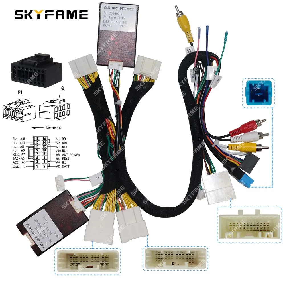 محول تسخير الأسلاك SKYFAME-Car ، صندوق Canbus ، فك شفرة راديو Android ، كابل الطاقة لـ Lexus ES NX RX Toyota Alphard 35 ، 16Pin
