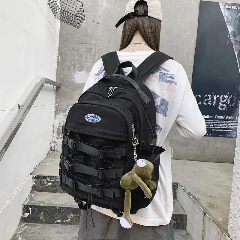 Stylish 15.6 Inch Laptop Backpack Women Fashion Waterproof Nylon College Notebook Backpack Bag Schoolbag Mochila With Pendant