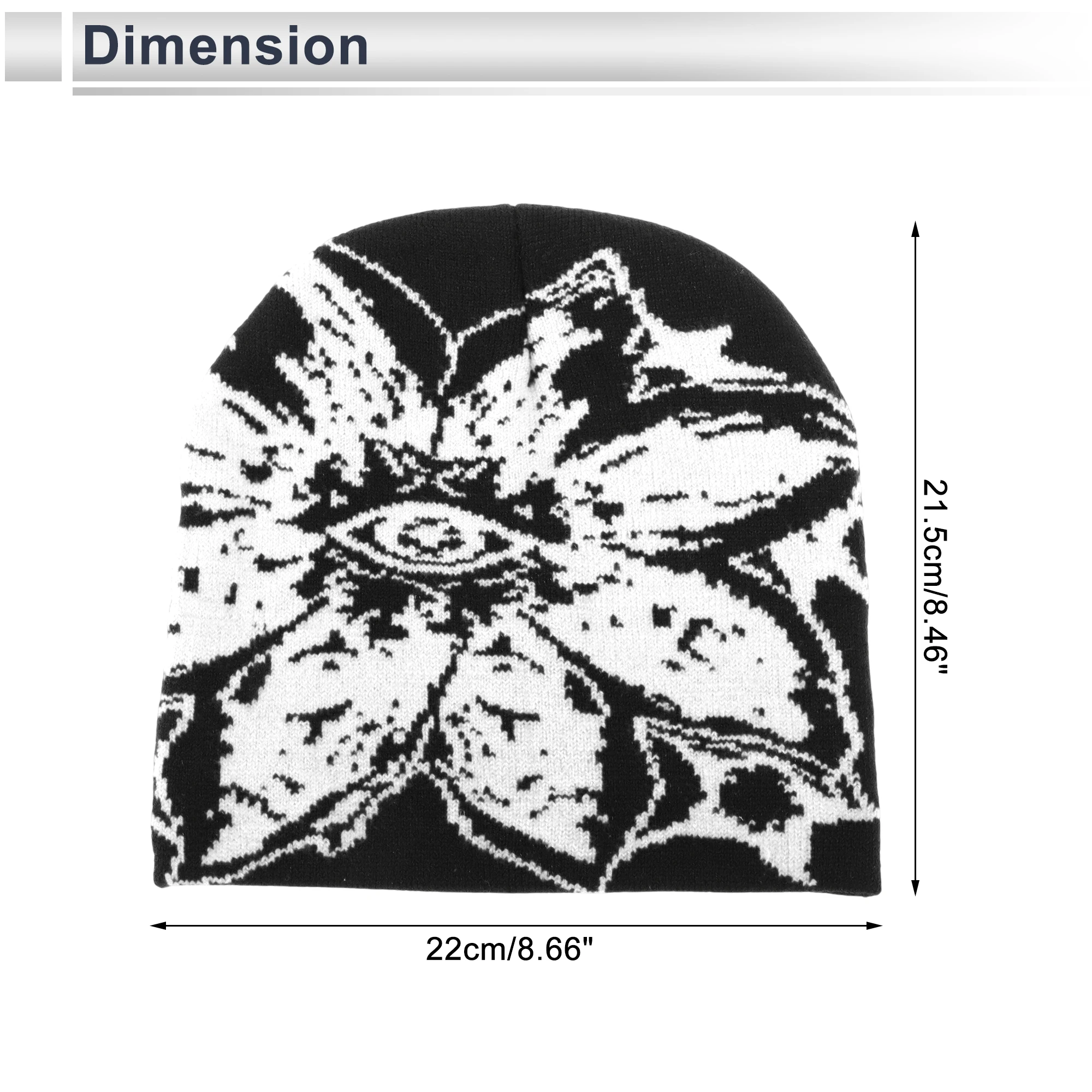 قبعة X Autohaux لركوب الدراجات دافئة ومريحة بنمط أبيض أسود 8.46 بوصة × 8.66 بوصة قطعة واحدة