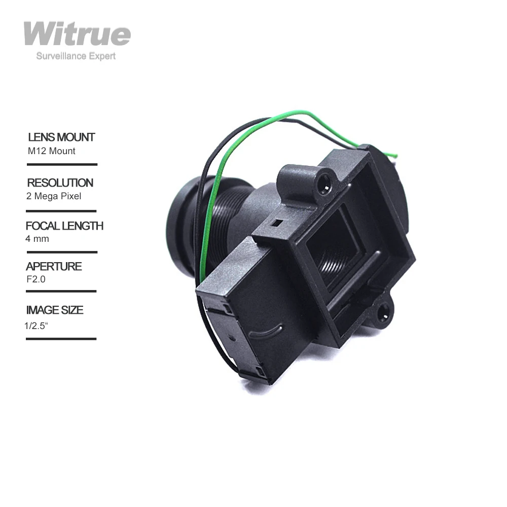 Witrue Camera Lens CCTV 2MP 1080P 4mm M12 Mount Aperture F2.0 with IR Cut for Surveillance Security Cameras