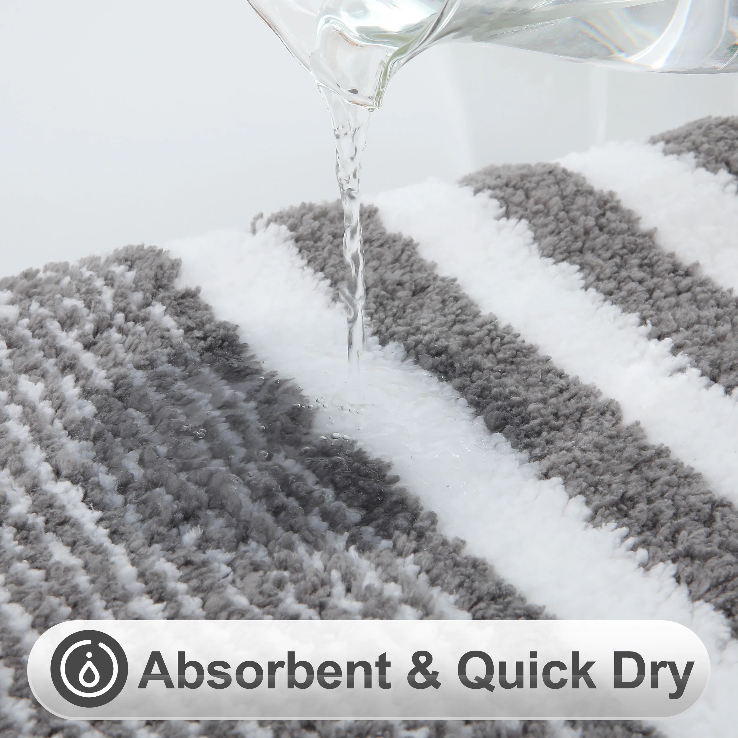 Homaxy Soft Striped Bathroom Mat Thick Plush Bathroom Rug Super Absorbent Non-slip Foot Mat Doormat Quick-drying Bath Carpet