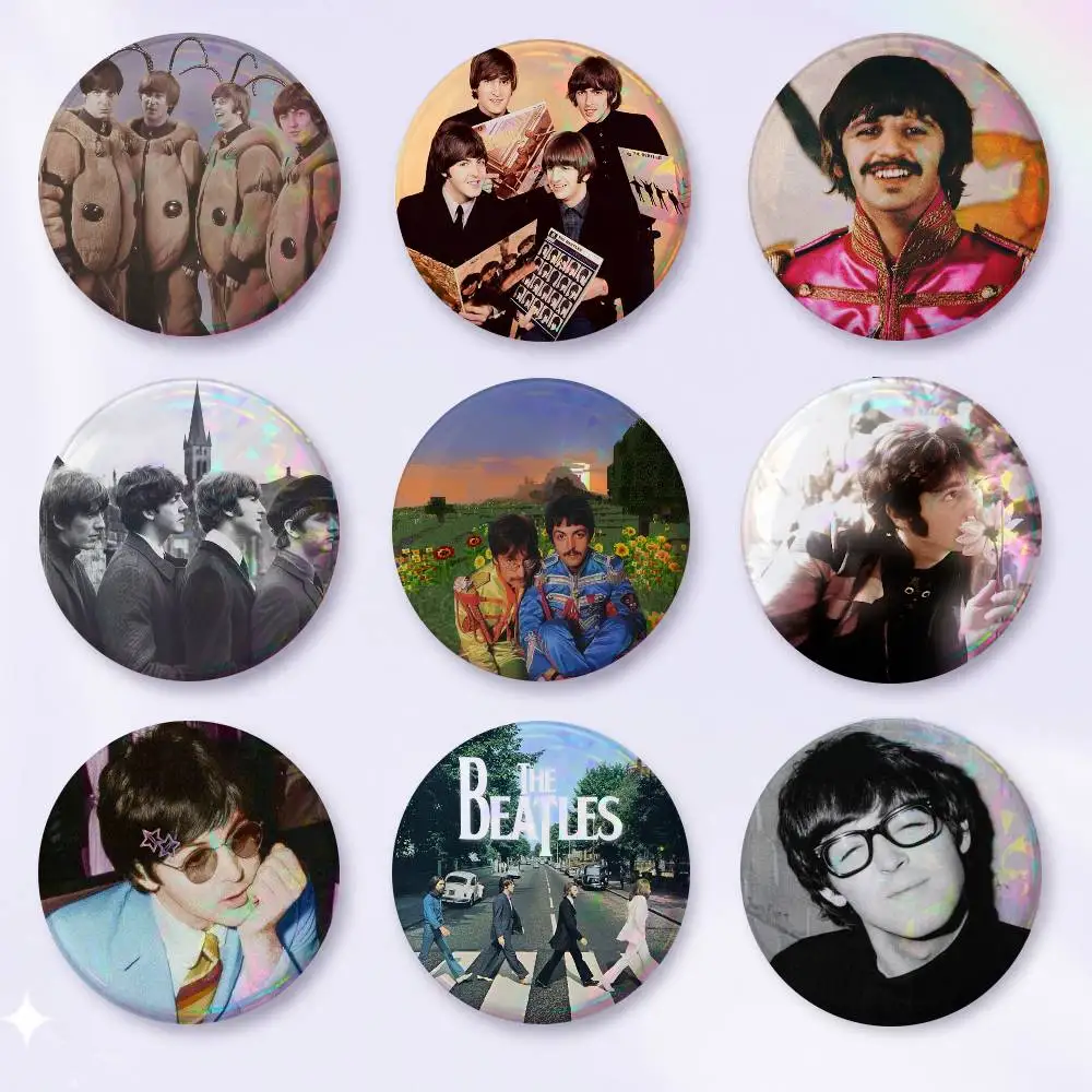 A-The B-Beatles Snap-in Pins Cartoon Character Round Creative Brooches For Backpack Accessories Jewelry Gifts