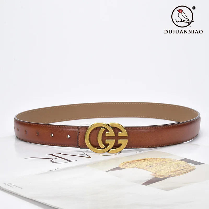 เข็มขัดหนังแท้แฟชั่นสตรีเข็มขัดยีนส์ตกแต่งอเนกประสงค์