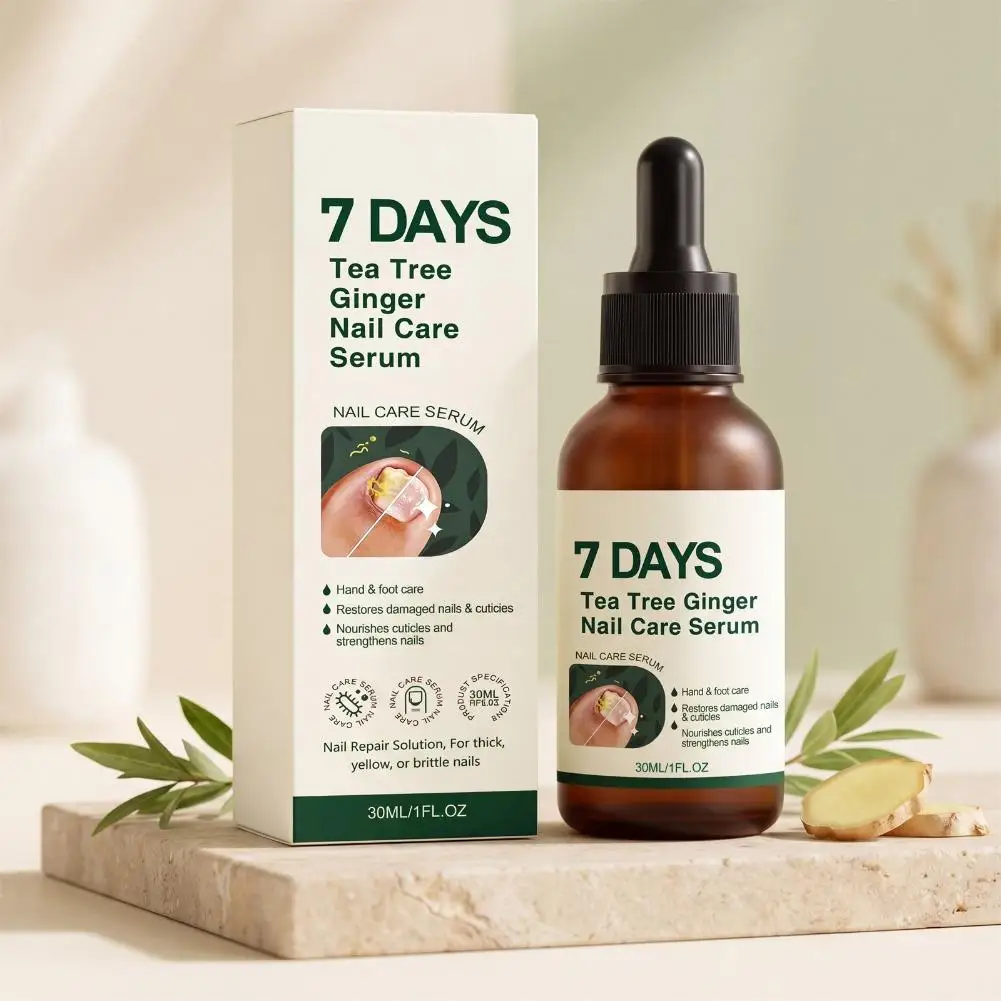 Nail Strengthener Hardening Serum,Ginger Tea Tree Cuticle Nutrition Oil Repair Thin Yellow Broken Nails Hand Foot Care Liquid view 5