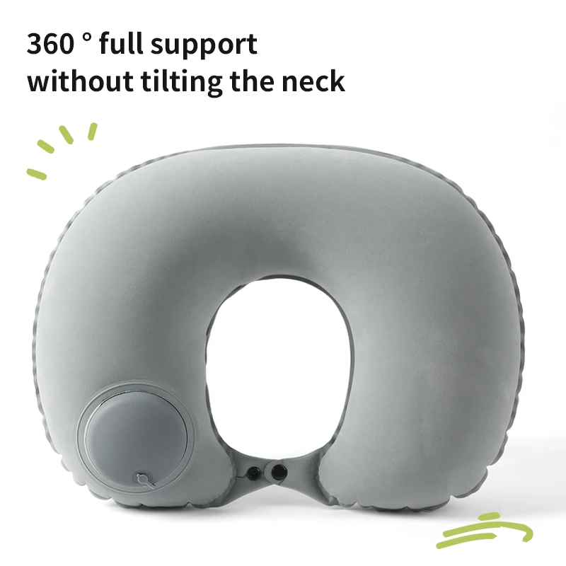 Ergonomic Inflatable Neck Pillow for Balanced Neck Support Manual Inflation Adjustable Firmness Soft Portable Travel Pillow