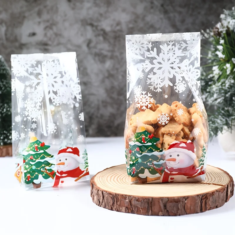 Geschenktüten für den Winter, Schneemann-Keks-Backverpackungsbeutel für Schneeflocken, Weihnachtsplätzchenbeutel, Weihnachtsgeschenke, Winter-Weihnachtsfeier-Tasche