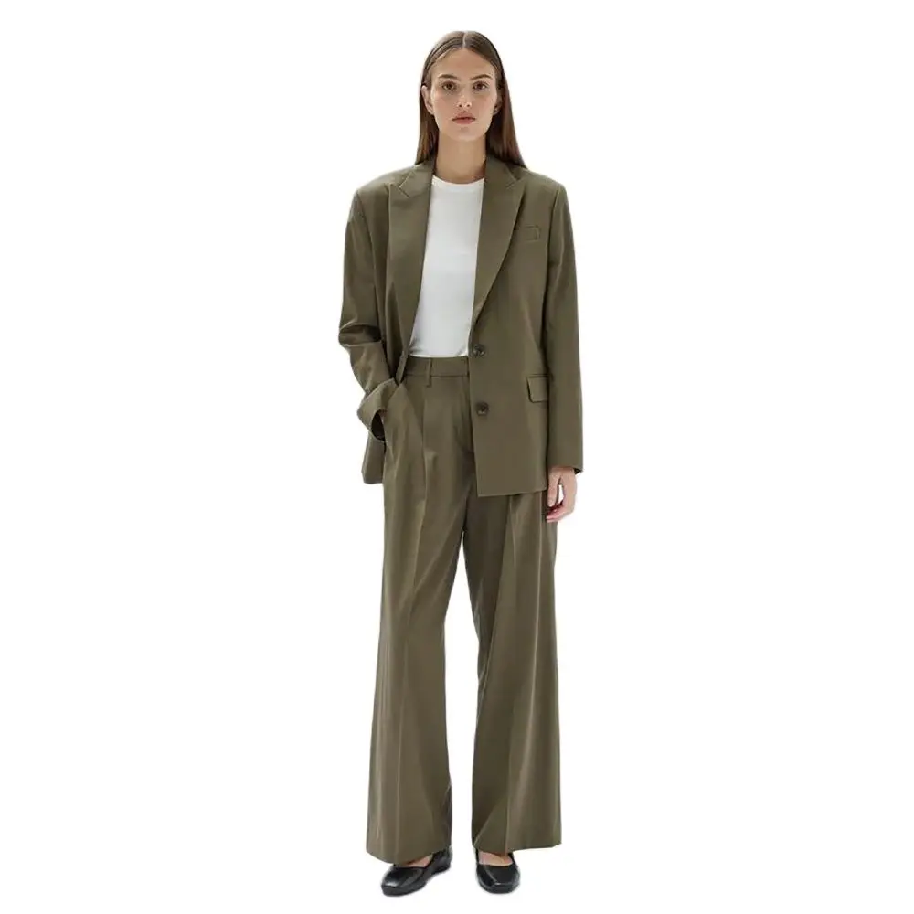 New Cool Green Women Pants Set High-end Single Breasted Female Two Pieces(Blazer+Trousers)أطقم بناطيل