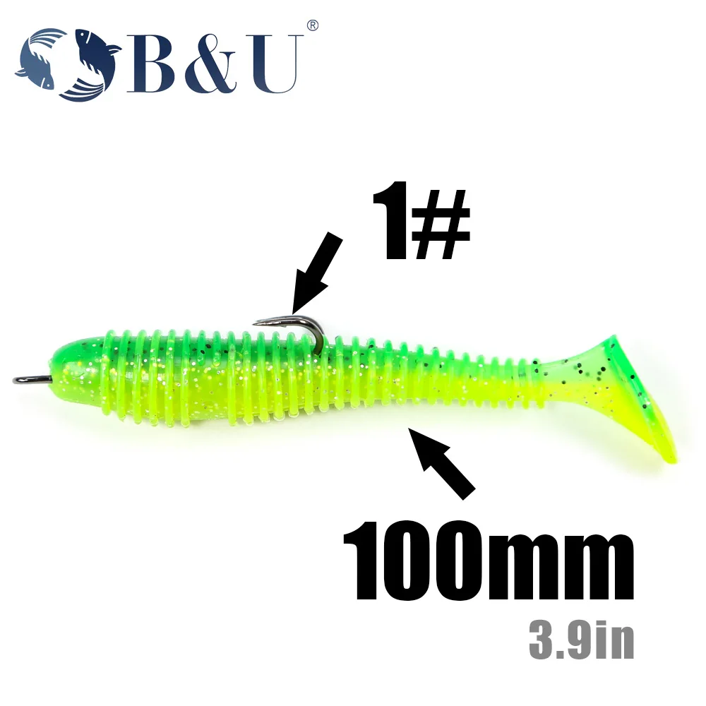 B&U fishing hooks Super Long Double Hook long high carbon steel fishing tackle different sizes equiped with soft lure