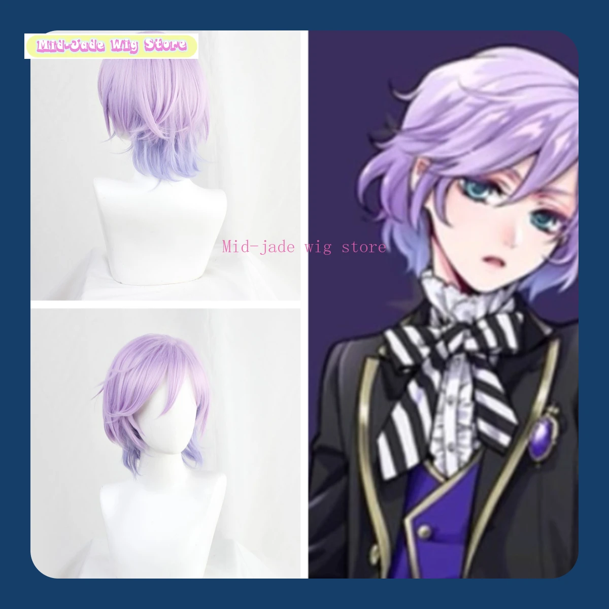 منتصف اليشم شعر مستعار مخزن الملتوية العجائب Epel Felmier شعر مستعار تأثيري أنيمي تأثيري زي حفلة الدعائم الشعر الاصطناعية