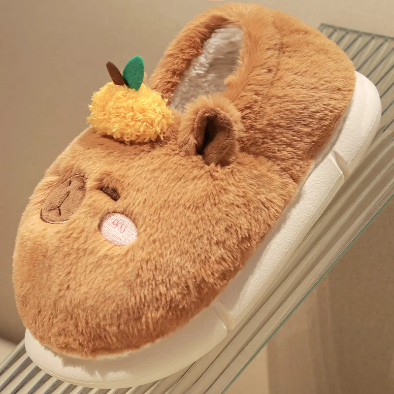 Highland Cow Capybara Plush Slippers Christmas Home Cotton Shoes Cute Animals Anti-slip Indoor Winter Warm House Slipper Gifts