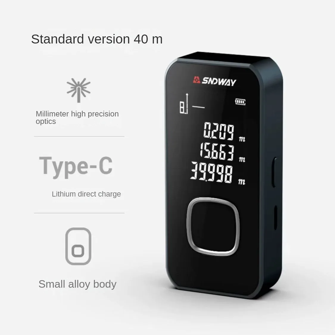 Imagem -02 - Sndway-mini Medidor de Distância Laser Rangefinder Digital Tela Lcd Medição Pitagórica Área Volume Sw24a 25a 26a