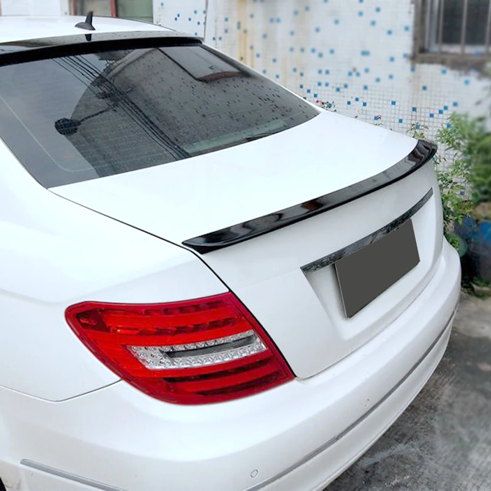 For Mercedes C -Class W204 Rear Roof Window Rear Trunk Lid Duck Car Spoiler Wings ABS External Adjustment Decoration Accessories