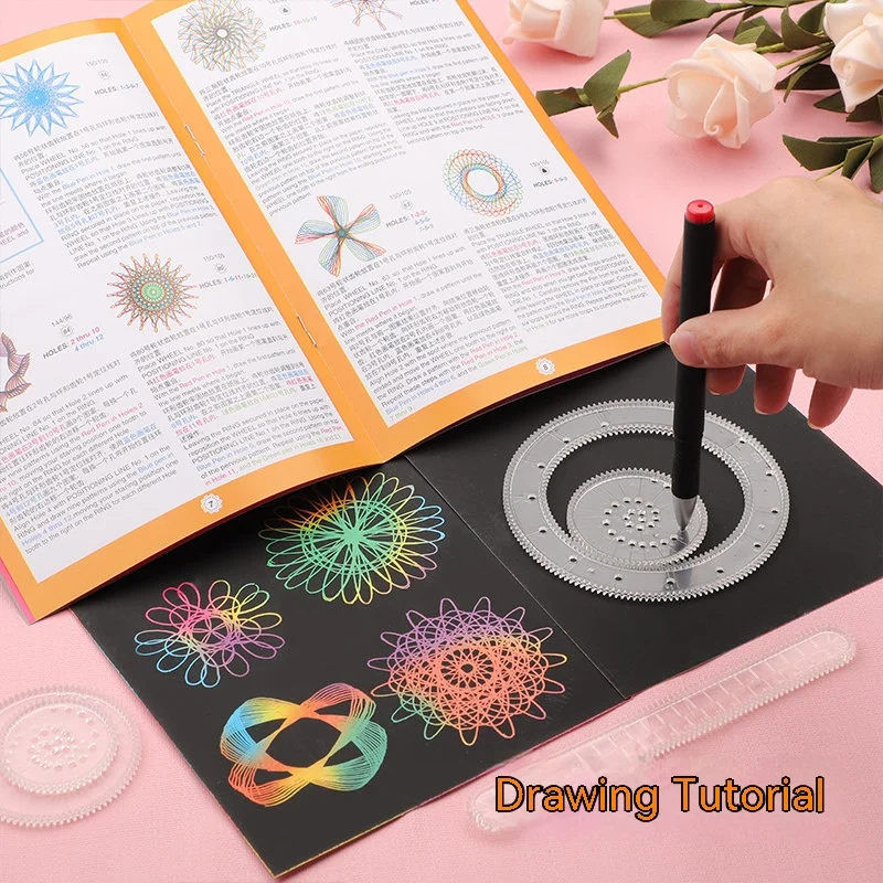 22Pcs Drawing Art Toy Students Geometric Spiral Stationery Tool Spirograph Ruler Creative Learning Educational Toys for Children