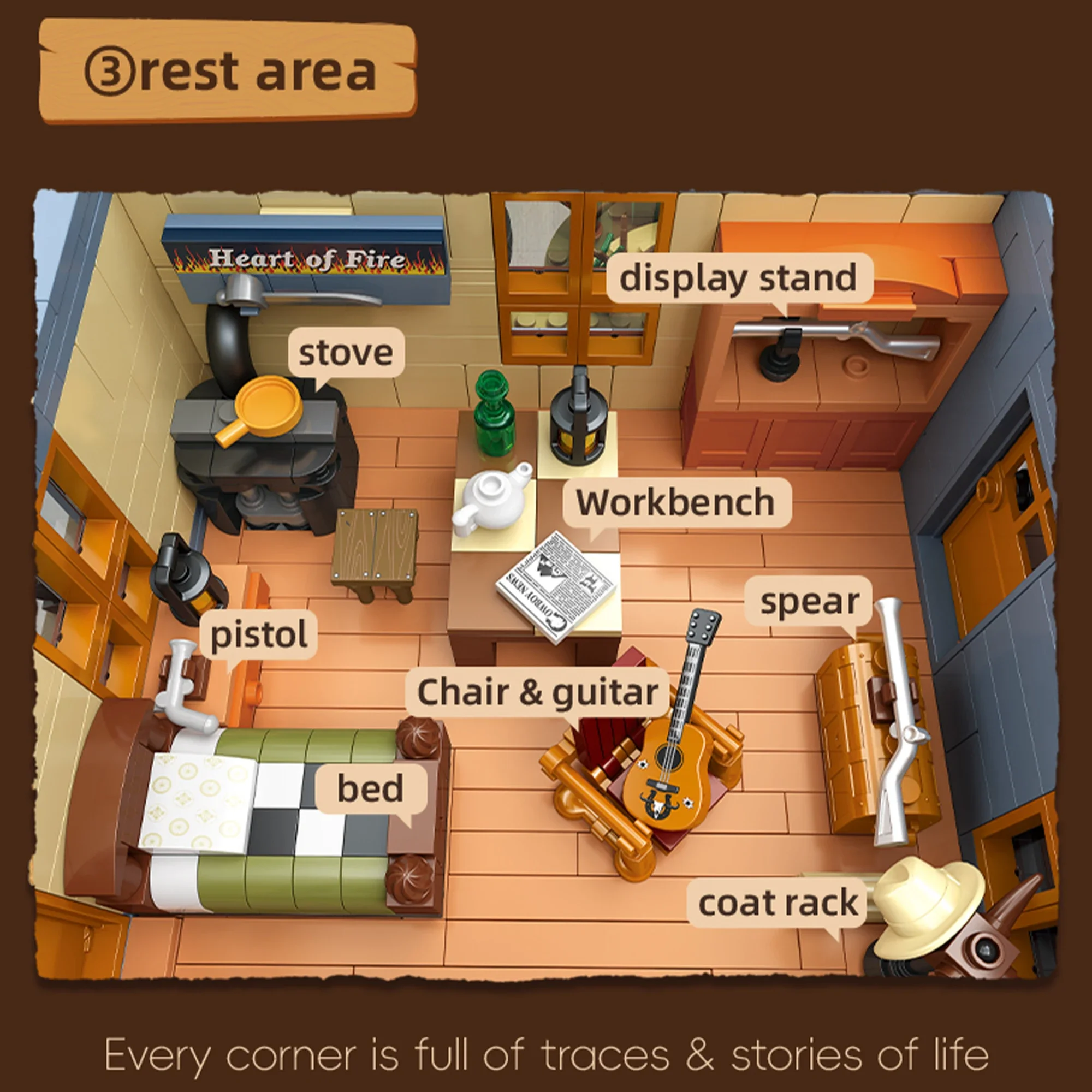 2718 قطعة متجر الحداد الغربي القديم اللبنات النقل المناظر الطبيعية المعمارية الغربية الطوب لعب للأطفال الكبار الهدايا #5