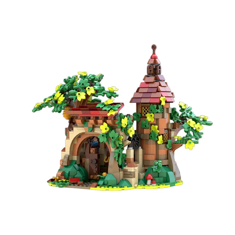 1114 pièces - Ruines urbaines dans la forêt enchantée - MOC - Blocs de construction modulaires personnalisables - Briques créatives - Design créatif - Jouet d'assemblage DIY pour garçons - Cadeau