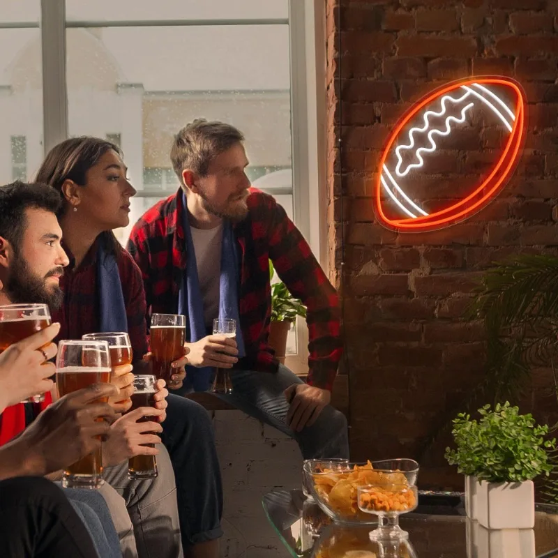 Enseigne au néon de football pour décoration murale en forme de lumière au néon LED Man Cave Teens Chambre à coucher pour garçons et filles et salles de jeux Fans Adolescents