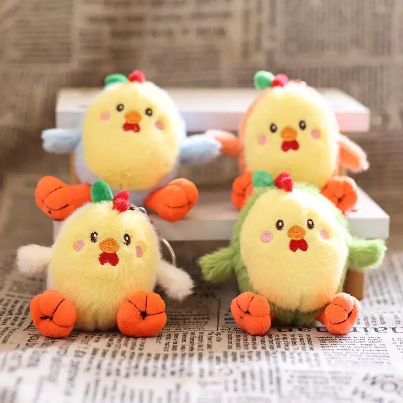 12cm Cartoon Fruit Avocado Chicken Plush Keychain Creative Stuffed Doll Keyring Student Bag Pendant Backpack Hanging Decor Gifts