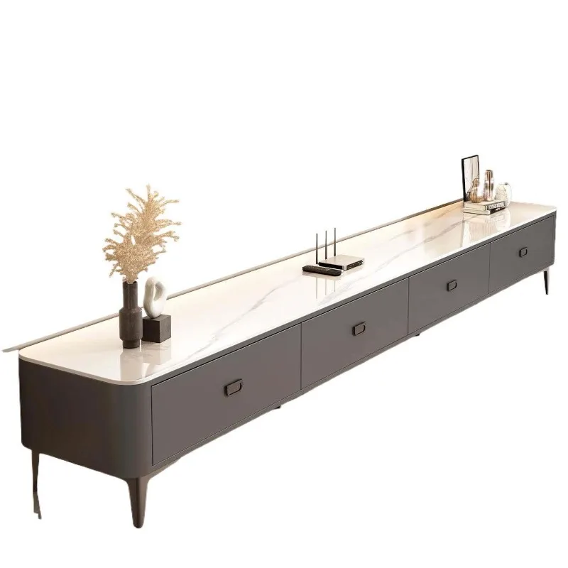 Light Luxury Floor-to-Ceiling TV Cabinet & Coffee Table Combination, Household Living Room Furniture Set for Small Apartment