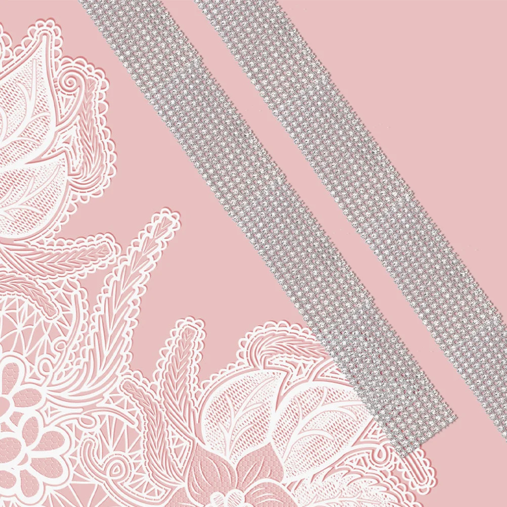 

2 Rolls Imitation Diamond Decoration Bling Rhinestone Ribbon Cake Faux Mesh Mother