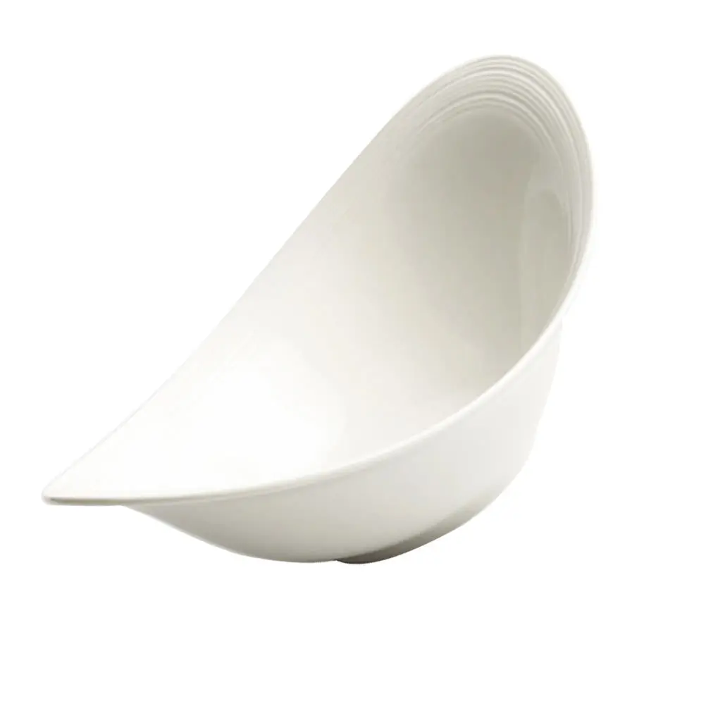 

Ceramic Tableware Salad Bowl Not Easily Broken Smooth Surface Easy Clean Ingot Shape Bowl Kitchen Accessory