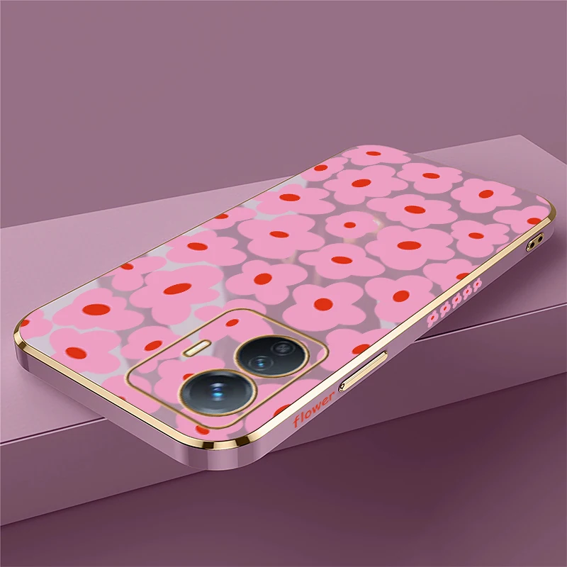 เคสโทรศัพท์ลายชุบ สำหรับ Vivo U20 U10 Z5i Z3i Z3X Z3 Z1i Z1x T1 Pro สีชมพู ลายดอกไม้ ซิลิโคน ฝาหลัง