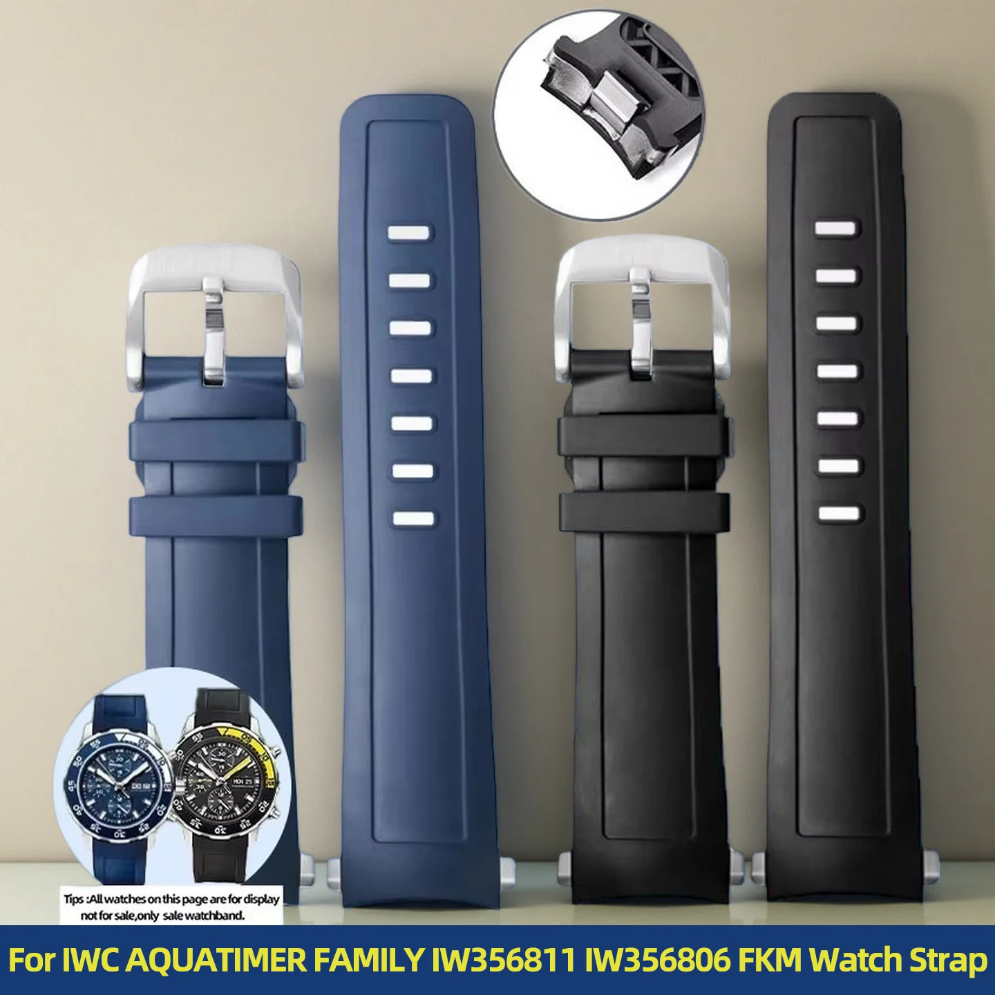 

22 мм ремешок для часов из фторкаучука с дугой для IWC AQUATIMER FAMILY IW356811 IW356806 IW376705/376702 FKM спортивный ремешок для часов, мягкий