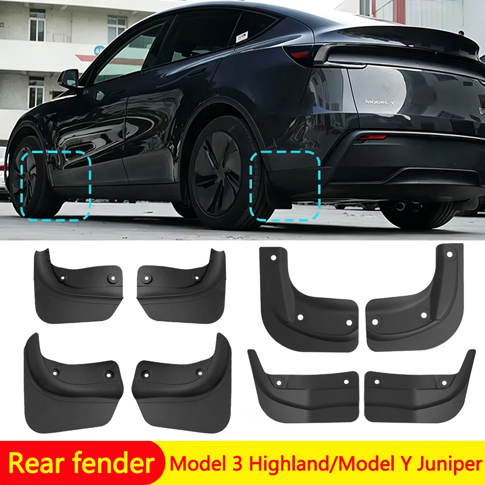 For Tesla Model Y Juniper 3 Highland Model Y Wheel Mud Flaps Splash Guards MudFlaps Front Rear Fender TPE Mudguards Protector