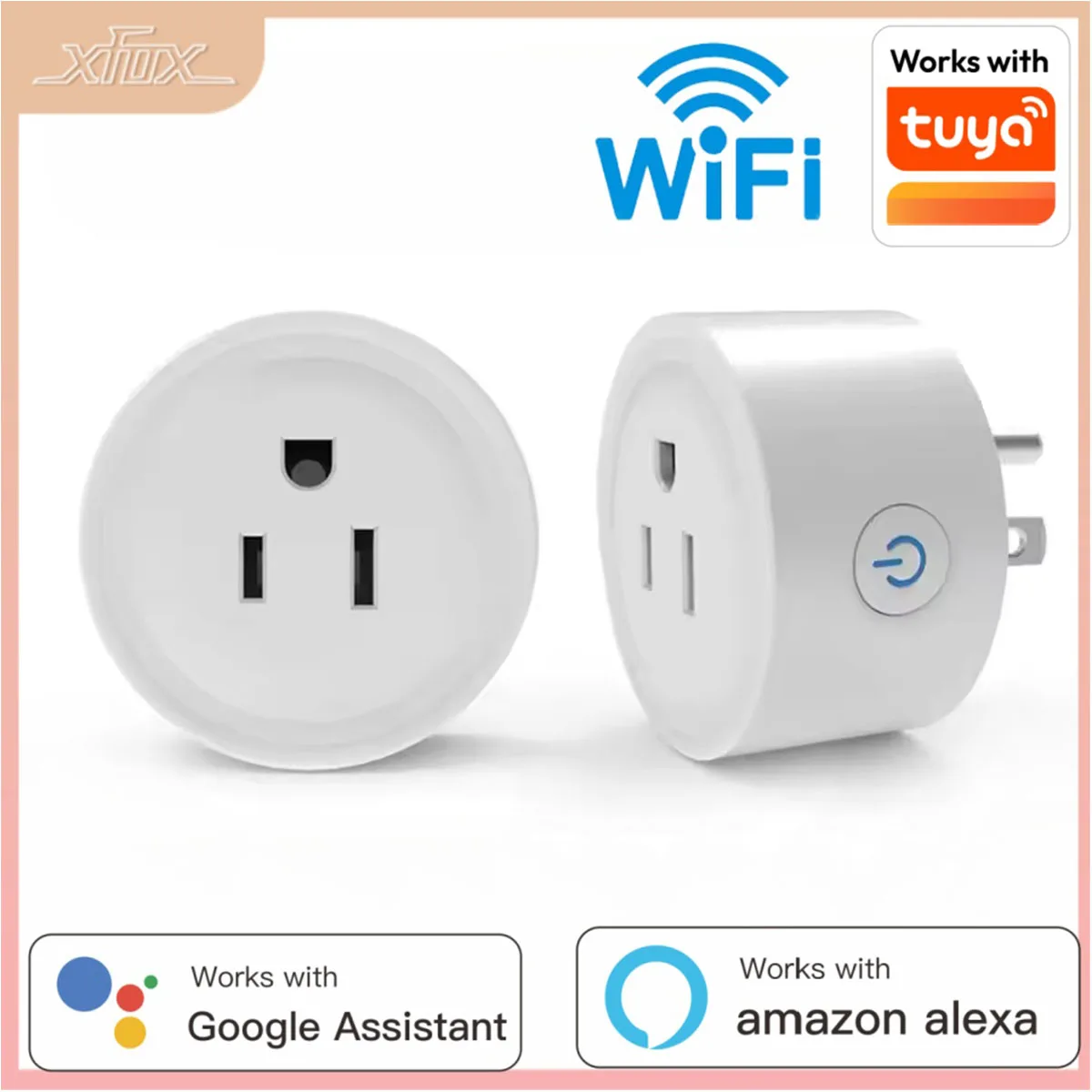 1/2 Uds Tuya Wifi enchufe inteligente enchufe inalámbrico estándar de EE. UU. 10A temporizador Control remoto por voz electrodomésticos inteligentes funciona con A