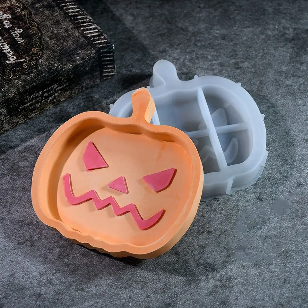 Non-stick Halloween Tray Silicone Molds DIY Simulation Ghost Pumpkin Coffin Storage Plate Handmade Ghost Tray Mold