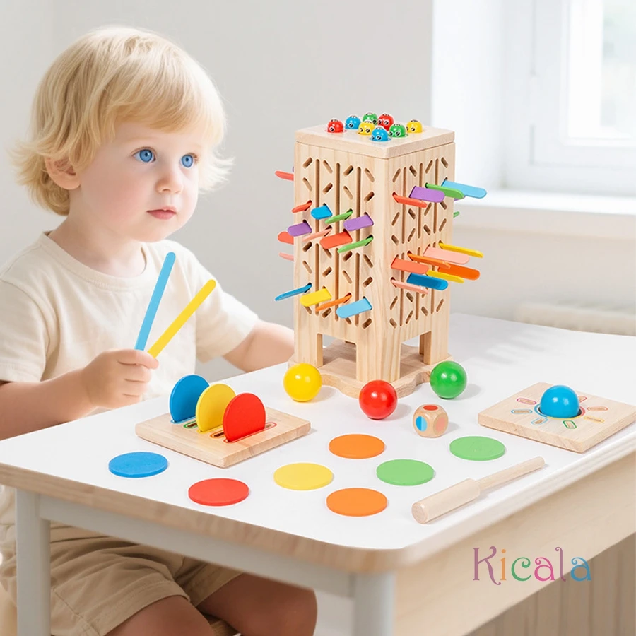 Juego Montessori, palo de madera, torre de juguete, formas de colores, juguete de clasificación, desarrollo de habilidades motoras, palo, juguete de matemáticas para contar para niños