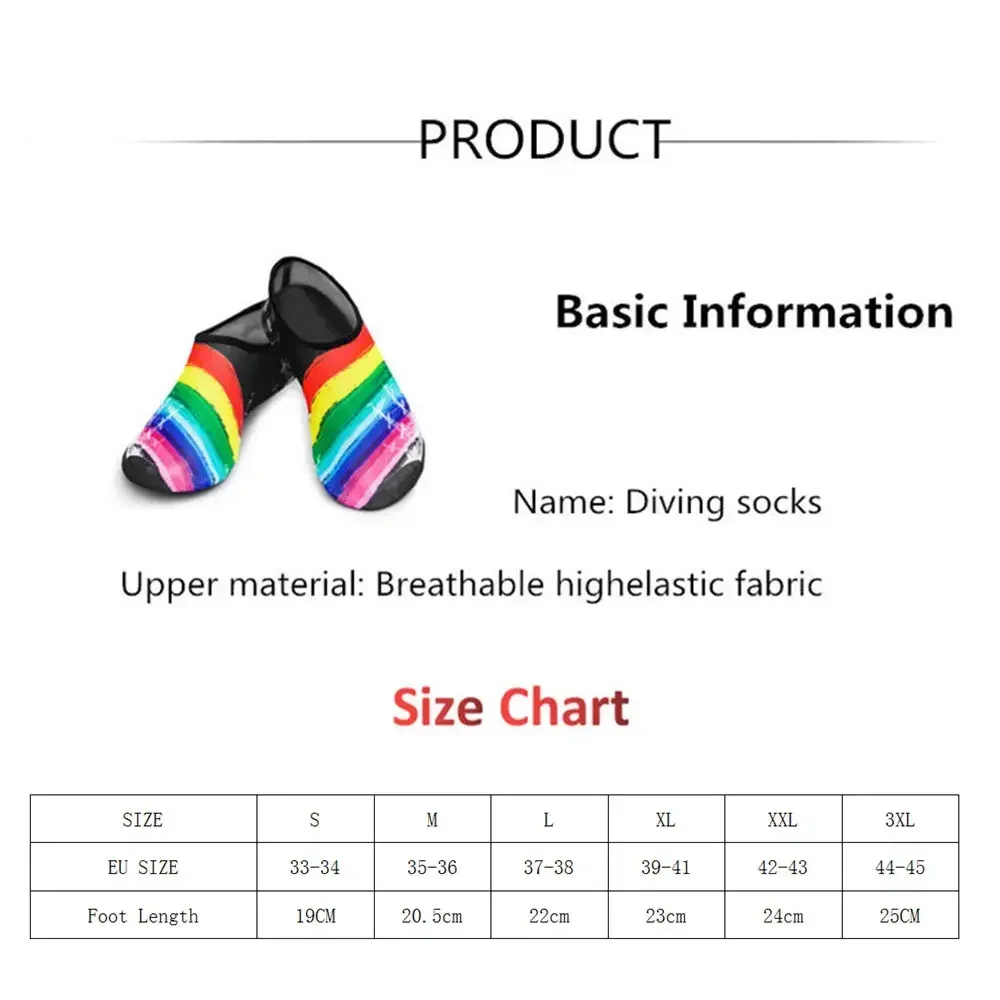 Water Shoes Men Women Swimming Socks Printing Color Summer Beach Sneakers Seaside Sneaker Socks Slippers For Men Women