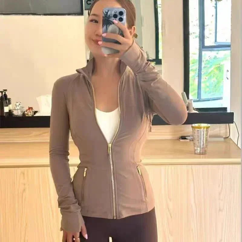 Lemon Women Hip Length Running Jacket Buttery-soft Weightless Four-way Stretch Sportswear Slim Fit Yoga  Athletic Jacket