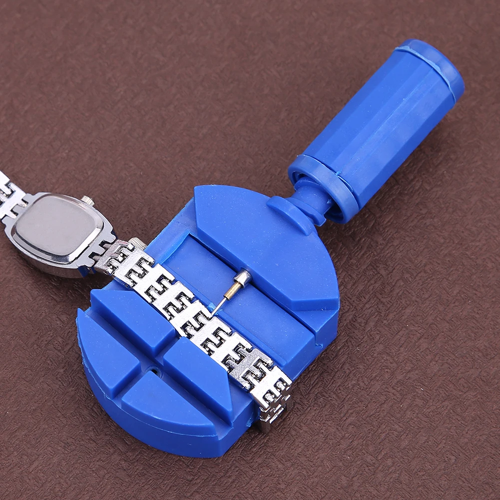 Plastic Bracelet Strap Adjuster with Replacement Pins Blue Watch Band Chain Pin Remover Adjustable Portable for Watch Repair