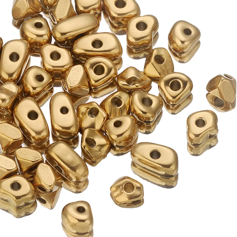 

20PCS/lot Stainless Steel Irregular Gravel Shape Charm Spacer Beads Metal Bead for Bracelet Jewellery Making Materials Wholesale