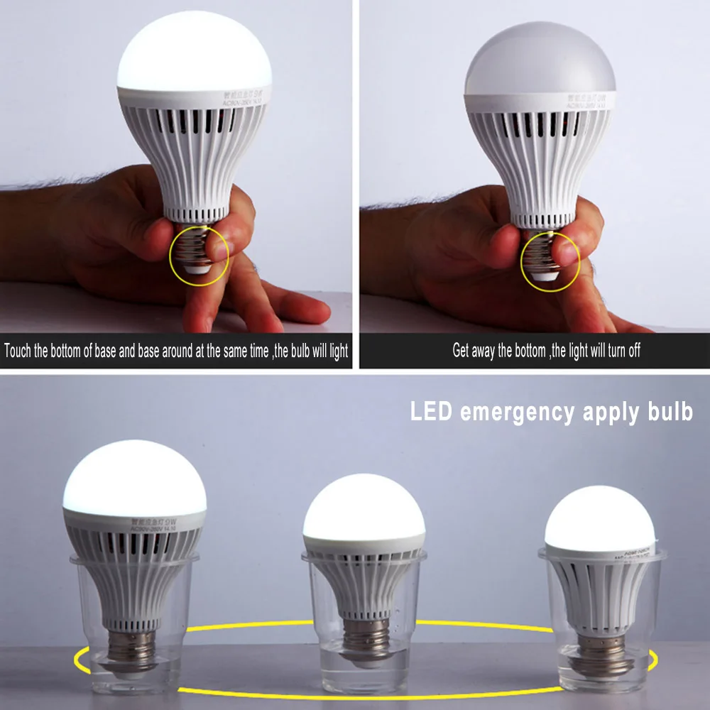 5W/7W Rechargeable Emergency LED Bulb Battery Backup Emergency Light  Battery Operated Light Bulb for Power Outage Home Outdoor