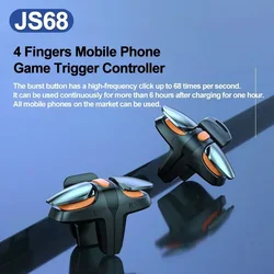 JS68 4 Finger Mobile Phone Game Controller Joystick L1R1 Fire Shooting Key Button Trigger for IPhone Android Esports Accessories