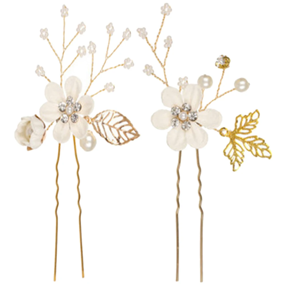 

2Pcs Wedding Hairpin Vintage Alloy Bridal Headpiece Long Pins Women Accessories Mother Leaf Hairpin Bride Hairstyle Tool Elegant