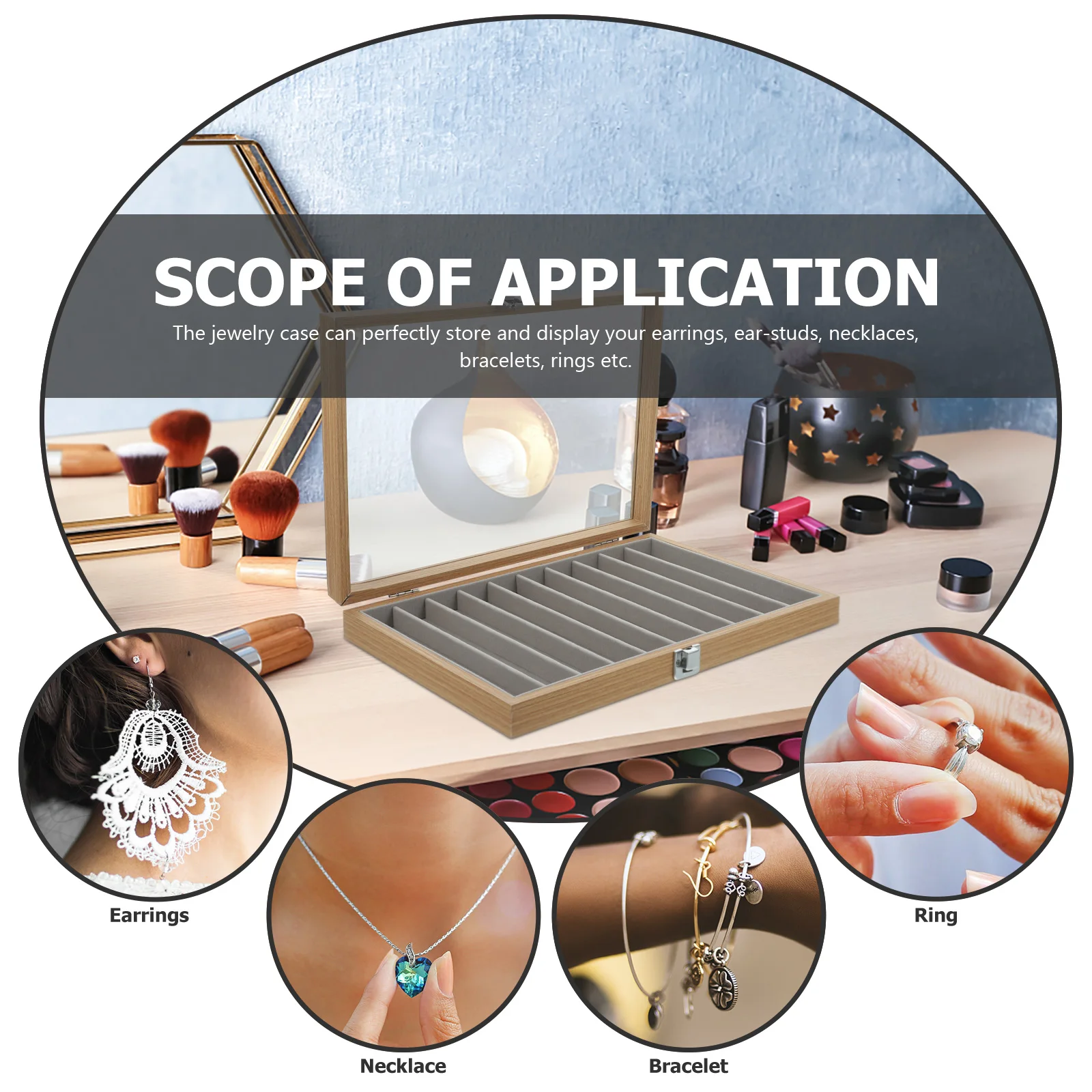 

Jewelry Organizer Box Necklace Bracelet Tray Transparent Window Case Perfect for Personal Use and Gifting