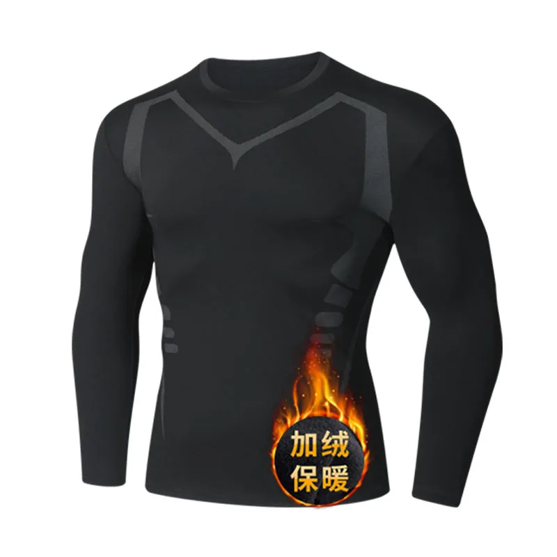 Thermische sportkleding voor heren Hardlooptraining Hoogelastisch Outdoor Fietsen Sweatshirt Compressie Fitness Fleece Tops