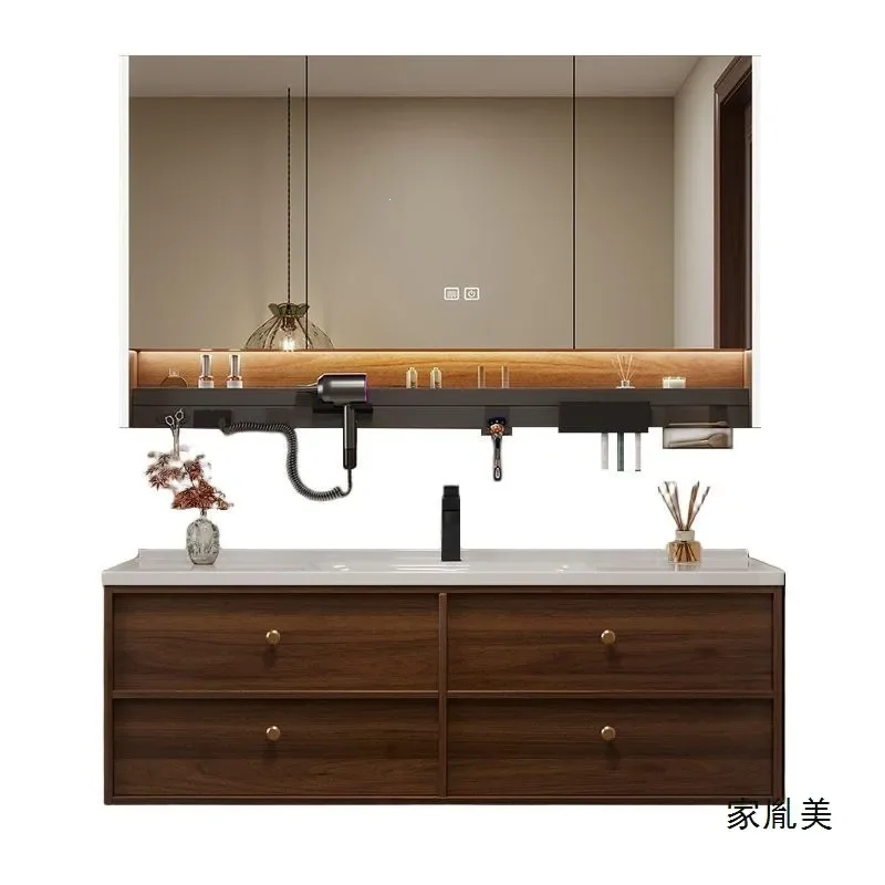 Retro Bone China Bathroom Vanity with Integrated Ceramic Basin Antique Style Washbasin Cabinet Combo for Toilet