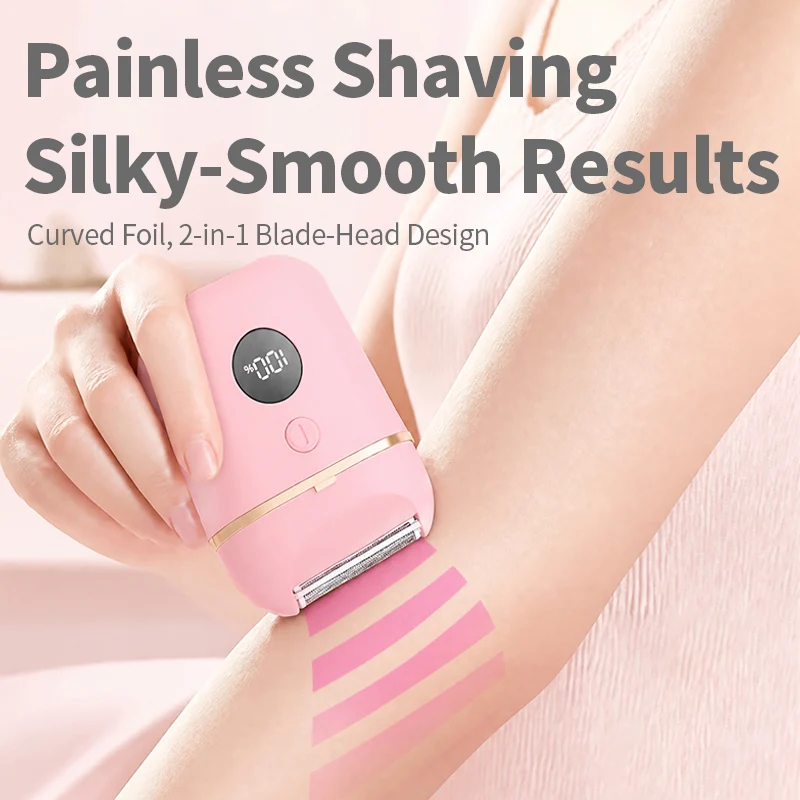 New electric body hair trimmer with digital display and TYPE-C charging arc straight double-edged shaving device, compact and po