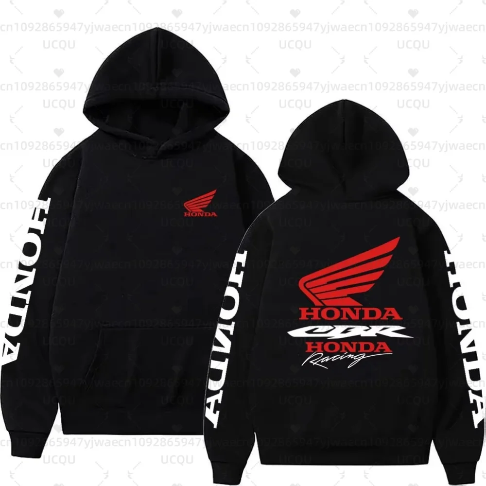 

New Autumn/Winter Honda Motorcycle Men's Black Hoodie Fashionable Men's Sweatshirt Women's Street Style Pullover