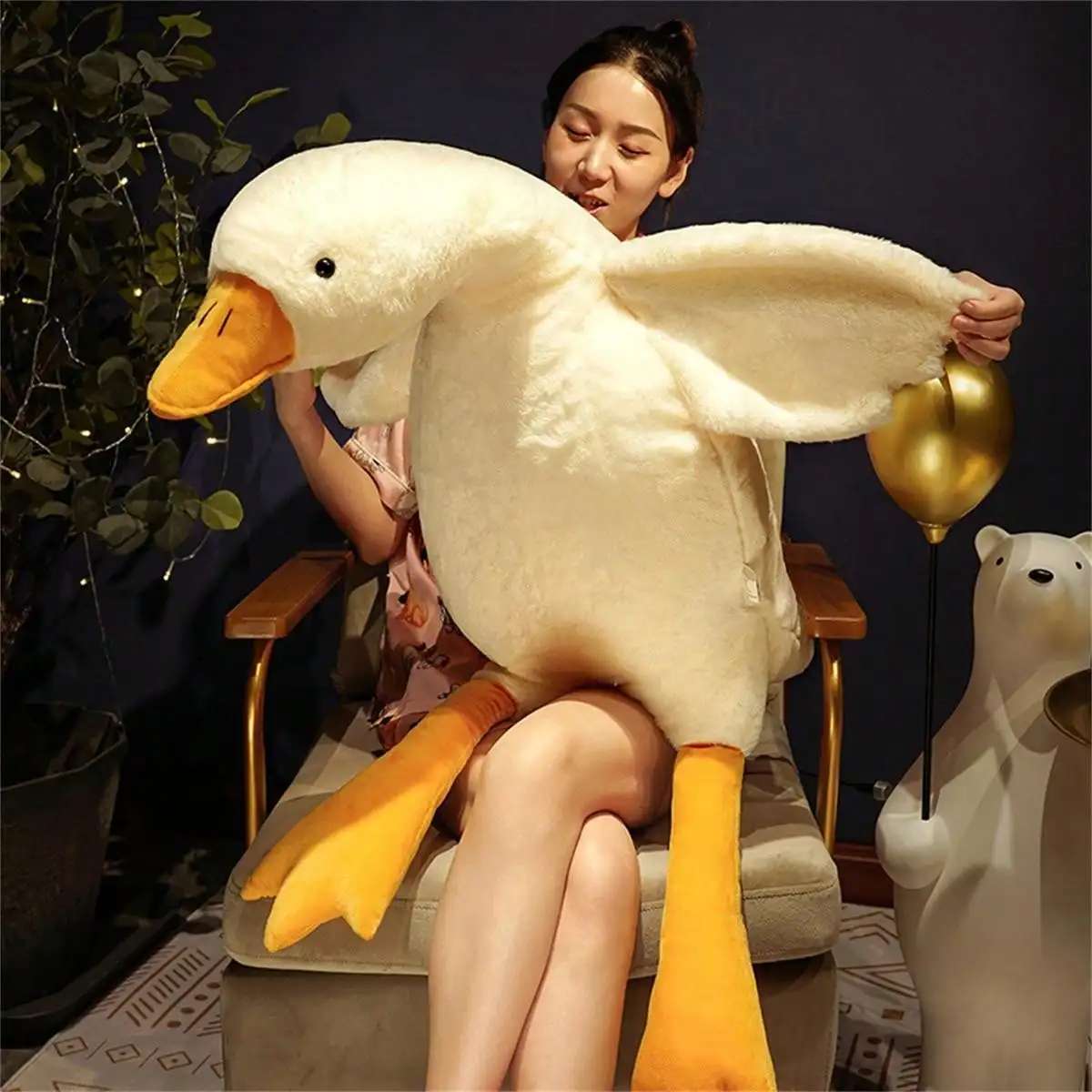 New Upgrade Cute Big White Goose Plush Toys Soft Huge Duck Sleep Pillow Cushion Soft Stuffed Animal Doll Birthday Gift for Kids