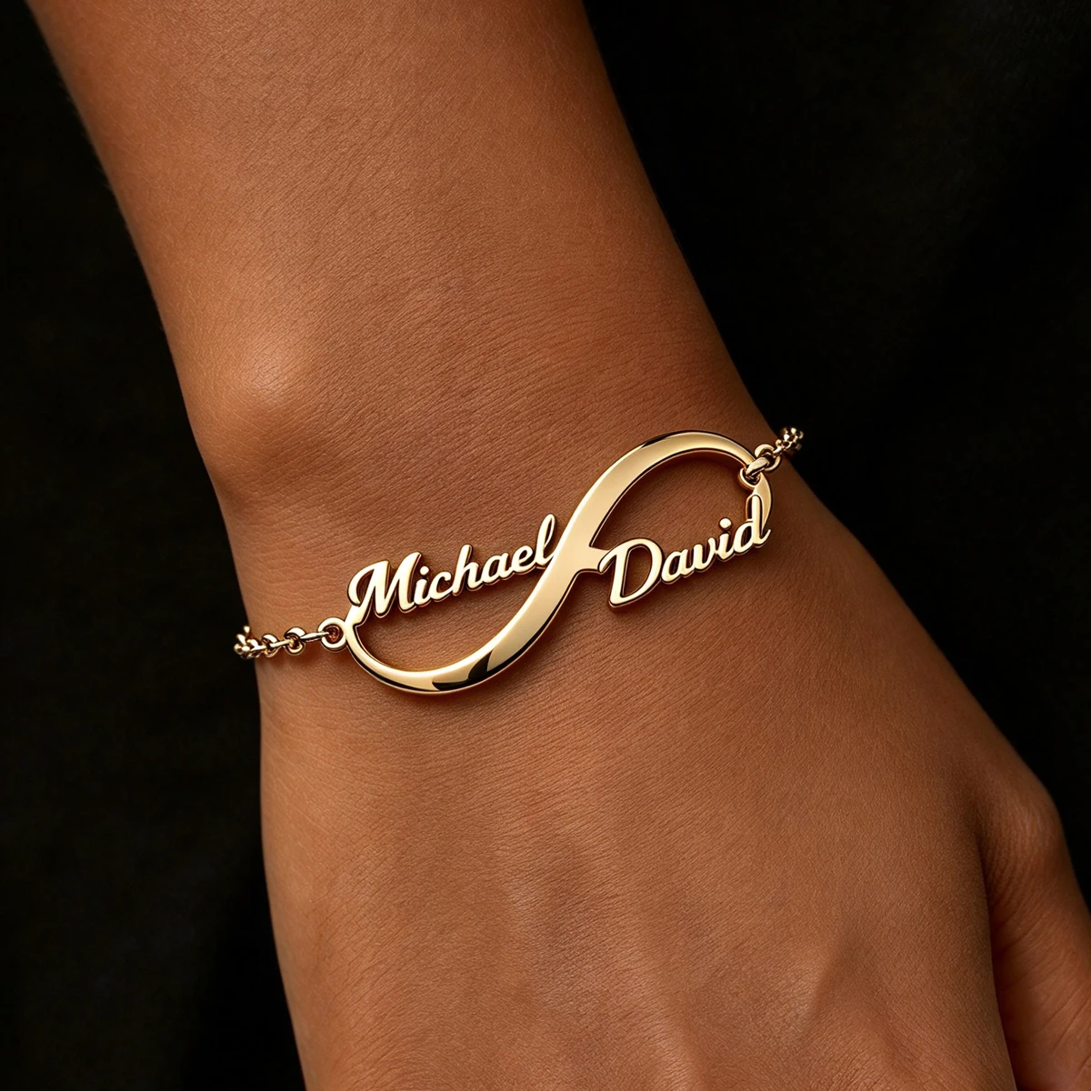 Custom Infinity Shaped Two Names Bracelet for Women Men Personalized Stainless Steel Bracelets Minimalist Jewelry Birthday Gifts