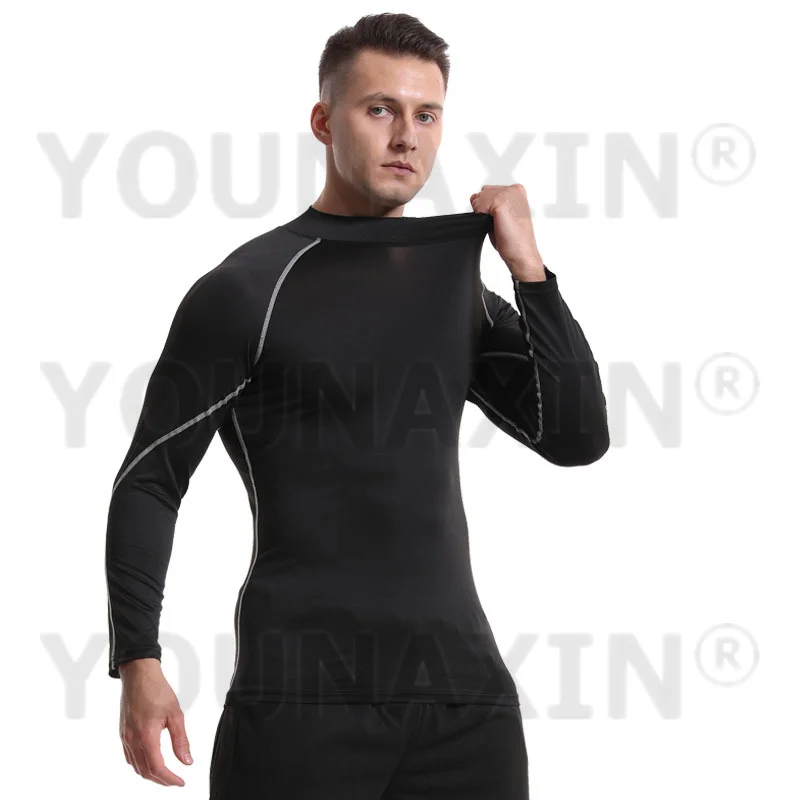 Men's high-necked sportok stv ujjú trička Sovány Használhatóság Jóga Tréning Futóverseny quick-drying Kerékpározás felső S M L XL 2XL 3XL