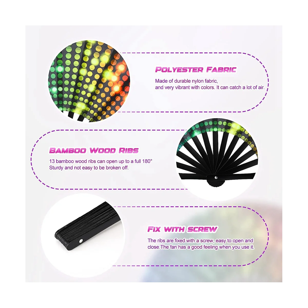 4 Pcs Foldable Fan Rainbow Sequins Pride Handheld Fan for Adults Drag Queen Festival Fan Chinese Folding Hand Fan