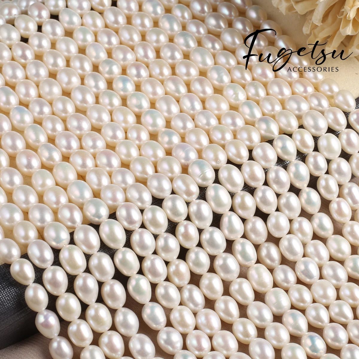 

1string Natural Freshwater Cultured Pearl Rice Shaped Beads Charms for DIY Women Men Necklace Jewelry Making Accessories